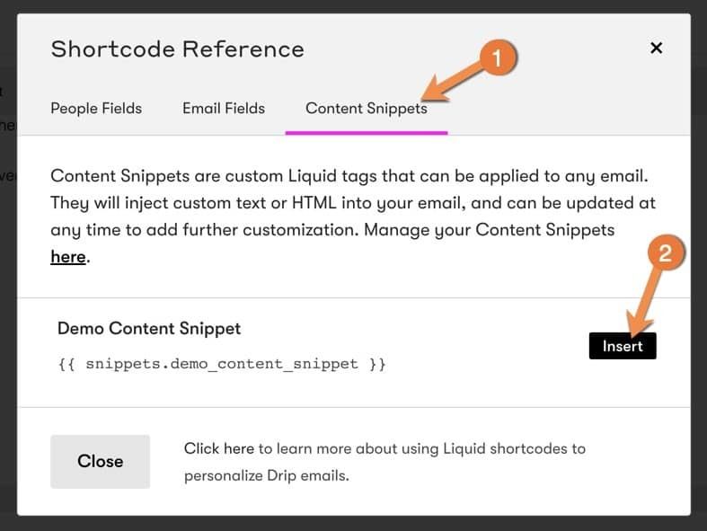 Drip - Insert Content Snippet